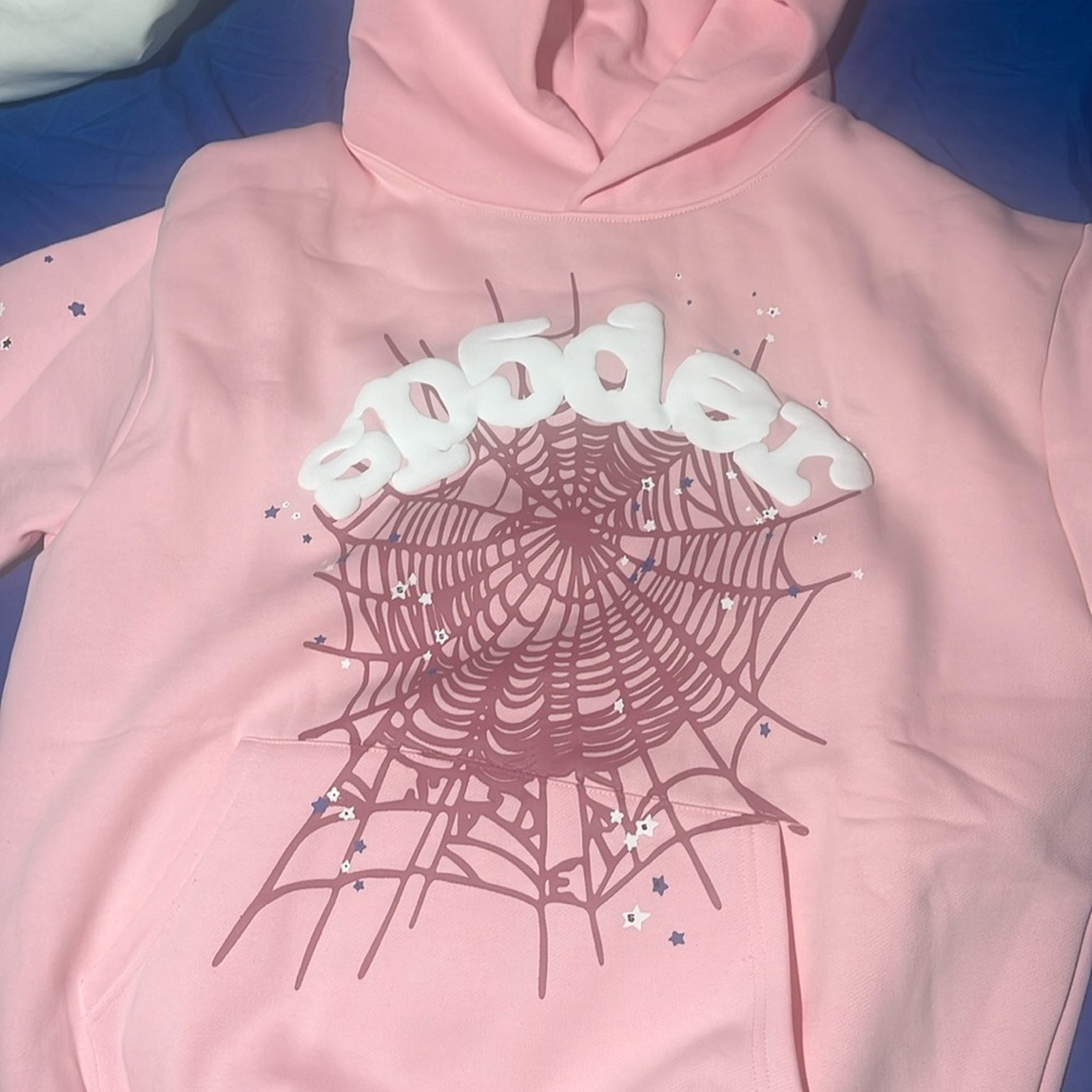 pink sp5der hoodie, mens medium, brand new haven’t been worn